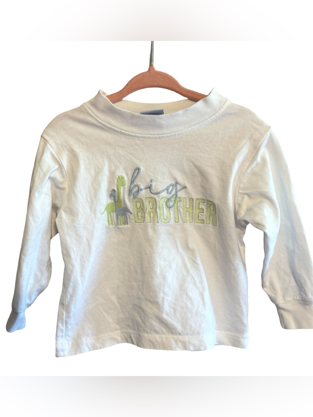 Bailey Boys Big Brother Long Sleeve T-Shirt Boys Size 18M Blue Green Graphic Tee